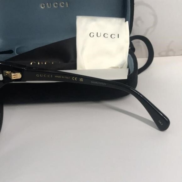 New Authentic Gucci GG0877S 001 Black Soft Cat-Eye Sunglasses Grey Gradient Lens - Picture 12 of 13